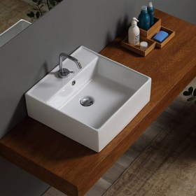 Lavabo appoggio quadro Leila 47 Nero Ceramica